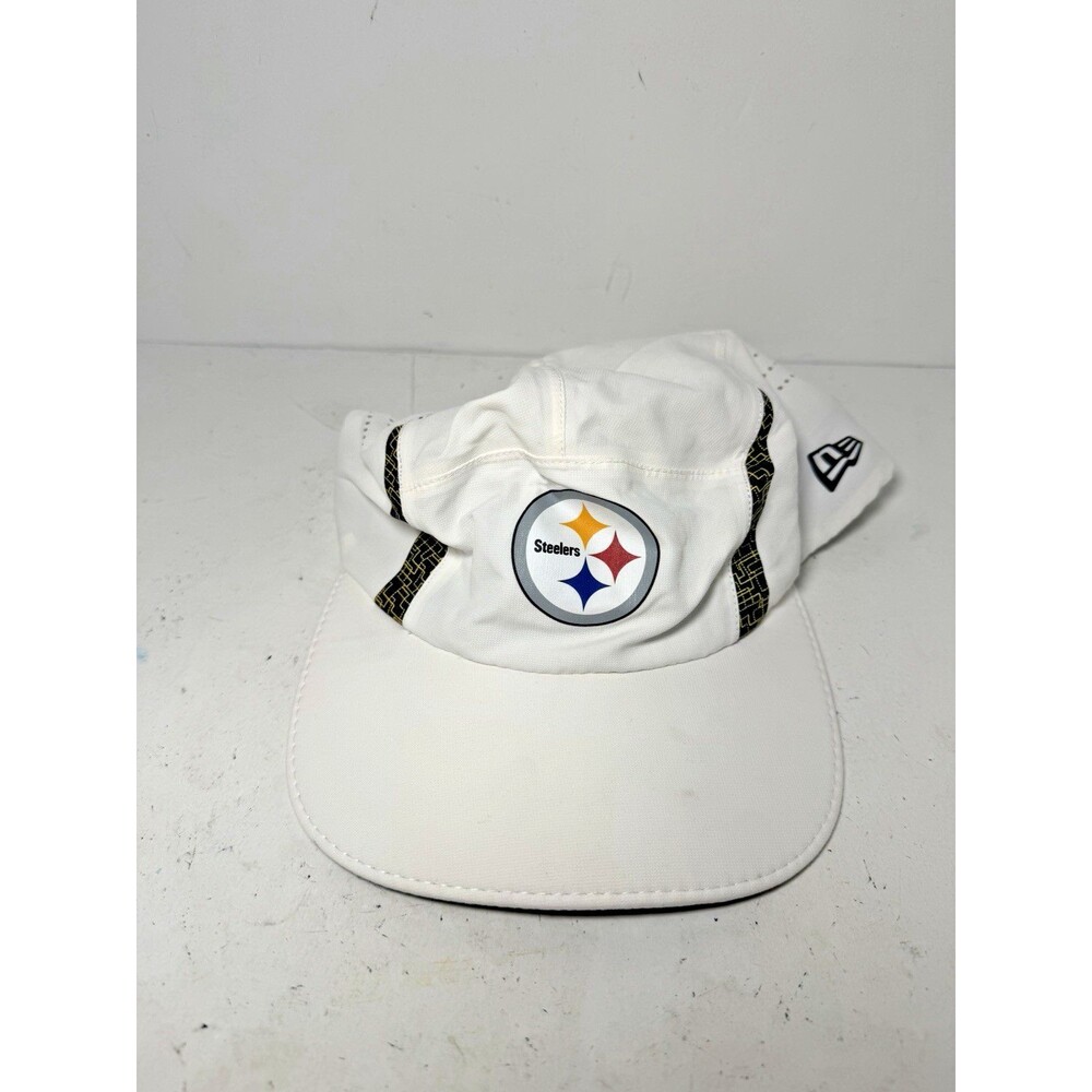 Pittsburgh Steelers 5 Panel Hat Sz L/XL White New Era Strapback Running Light